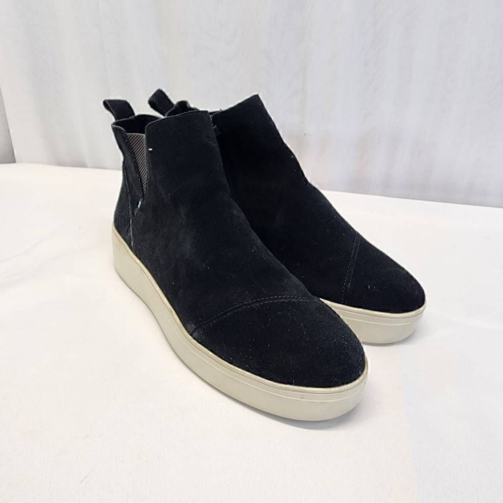 TOMS Womens Jamie Slip On Platform Sneakers Shoes Casual - Black Size 11